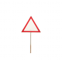A blank triangular road sign with a red border, ideal for warning applications. png