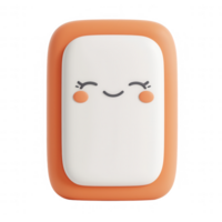 A cute cartoon-style face with a smiling expression on a vibrant background. png