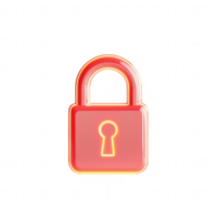 A stylized red padlock symbolizing security and privacy in technology. png