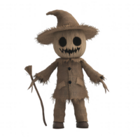 A spooky scarecrow figure with a friendly demeanor perfect for Halloween decorations. png