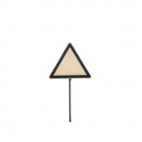 A simple triangular sign with a textured surface and a minimalistic design. png