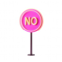 A vibrant neon sign displaying the word 'NO' in pink, symbolizing rejection or refusal. png