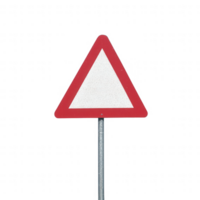 A triangular traffic sign with a red border indicating caution ahead. png