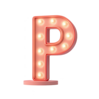 A vibrant, illuminated letter 'P' in a playful design with bright lights. png