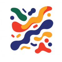A vibrant abstract design featuring colorful fluid shapes and patterns. png