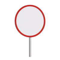 Blank round sign on a pole for customizable traffic or informational use. png