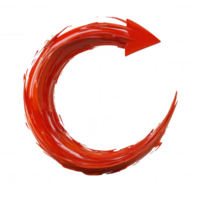 Bold red swirl with arrow, symbolizing motion and direction in design. png