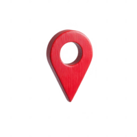 A vibrant red location pin icon symbolizing navigation and mapping. png