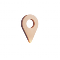 A wooden location pin symbolizing navigation and exploration in digital maps. png