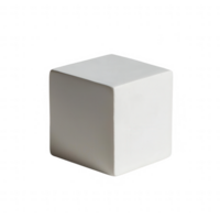 Minimalist white cube on a neutral background, ideal for design and abstract concepts. png