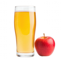 Fresh apple next to a glass of golden beverage, representing crispness and refreshment. png