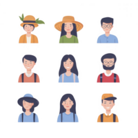 Diverse group of avatars representing various professions and styles. png