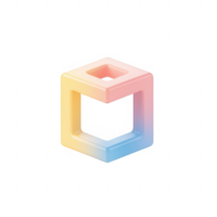 Stylized 3D geometric cube shape with a gradient color effect on a clean background. png