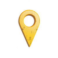 Stylish yellow location pin with a vintage texture for mapping and navigation. png
