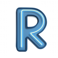 Stylish blue neon letter R suitable for modern designs and creative projects. png