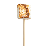A toasted marshmallow on a wooden stick. isolated png