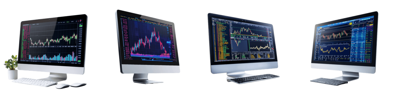 mehrere Computers Anzeigen Lager Markt Daten png