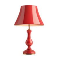 Elegant Red Table Lamp with Conical Shade. isolated png