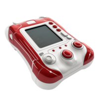 Red and white handheld gaming device with screen and buttons png