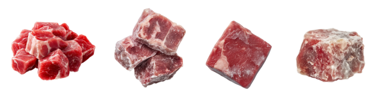 Frozen and Fresh Beef Cuts Displayed Together png