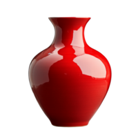 A Shiny Red Ceramic Vase Stands Against A Black Background png
