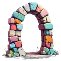Colorful Stone Archway Gateway Fantasy Design. isolated png