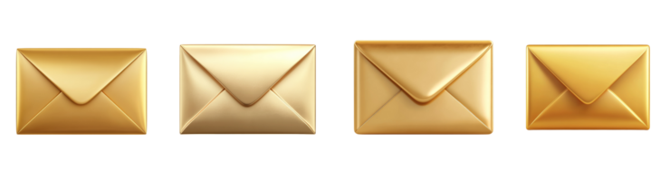 Golden Envelopes Arranged in a Row Showing Variations in Shade png
