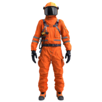 Astronaut in Orange Space Suit with Helmet isolated on transparent background png