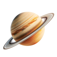 Saturn Planet with Rings in Realistic Rendering isolated on transparent background png
