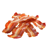 Crispy strips of cooked bacon isolated on transparent background. png