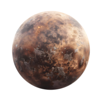 Textured planet with realistic craters and earthy hues isolated on transparent background png