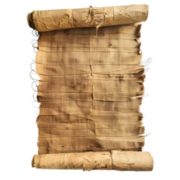 Ancient rolled parchment scroll isolated on transparent background. png