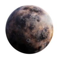 Realistic moon surface with crater details isolated on transparent background png