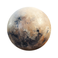 Planet with unique rock-like surface and craters isolated on transparent background png