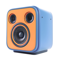 Compact orange Bluetooth speaker isolated on transparent background. png