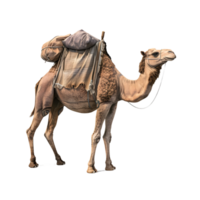 Camel in Side View with Saddle Isolated on Transparent Background png