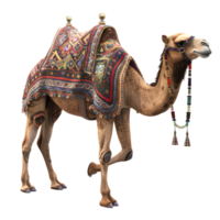 Camel with Saddle and Reins in Side View Isolated on Transparent Background png