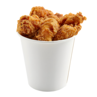 White Paper Cup Filled with Crispy Fried Chicken Isolated on Transparent Background png