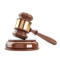 Gavel and sound block representing justice isolated on transparent background png