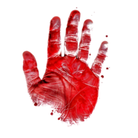 Abstract red handprint with paint texture isolated on transparent background png