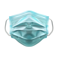 Folded protective face mask in soft blue color isolated on transparent background png