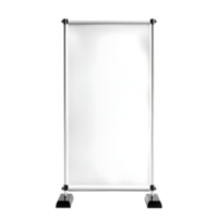 Modern roll-up banner stand with blank white display isolated on transparent background png