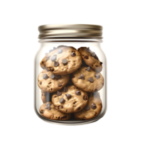 Jar Packed with Chocolate Chip Cookies Isolated on Transparent Background png