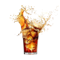Splashing Glass of Dark Soda Isolated on Transparent Background png
