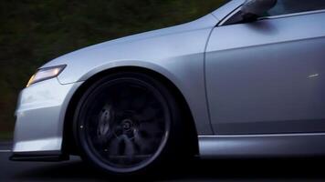 View from the side window of a car driving on the road in summer. Footage. Concept trip nature road asphalt speed. video