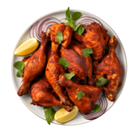 chicken wings on a plate with lemon slices and herbs png