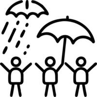 Family playing in the rain with umbrellas capturing joyful splashes plain background on right. Set 7 vector