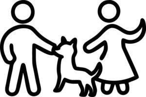 Family playing with pets on soft abstract background copy space on left. vector