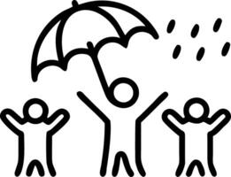 Family playing in the rain with umbrellas capturing joyful splashes plain background on right. Set 4 vector