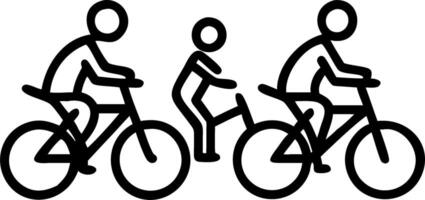 Family riding bicycles on a city street with a plain background copy space on top. vector
